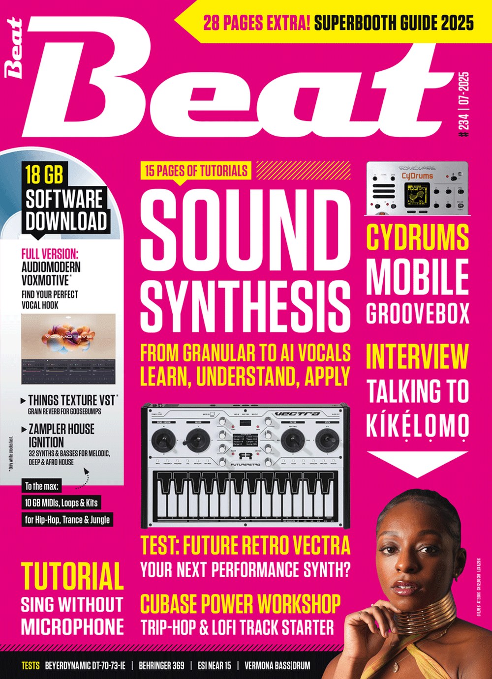 Beat English Revista Alemanha 2025-07 Kíkélomo Audiomodern Voxmotive Future Retro Vectra Beyerdynamic Behringer Edição original