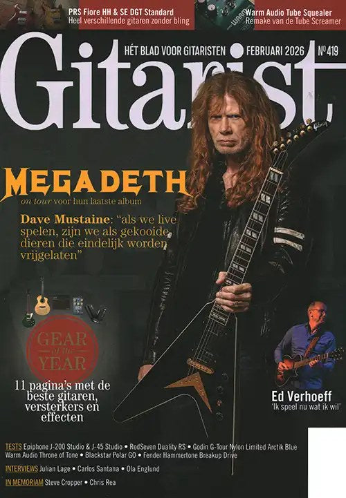 Gitarist Rivista Paesi Bassi 2026 Dave Mustaine Ed Verhoeff Julian Lage Carlos Santana Ola Englund Edizione originale