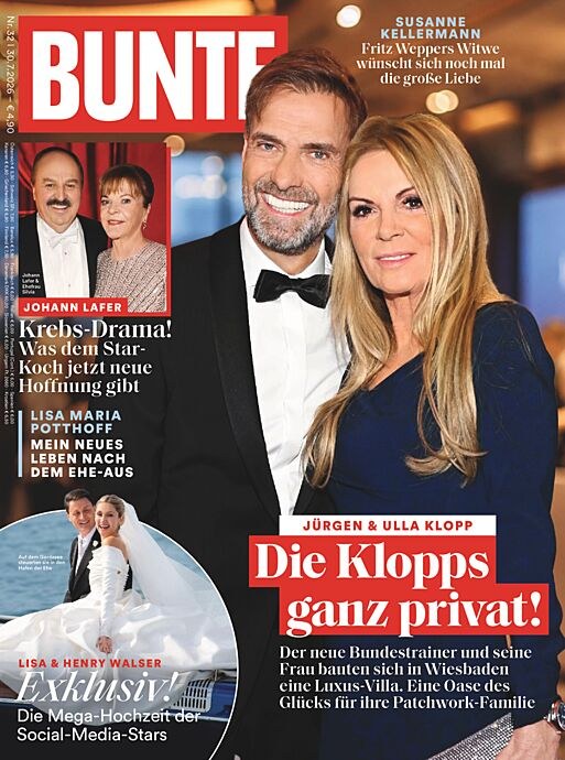 Bunte Magazin Deutschland 2026-32 Jürgen Klopp Ulla Klopp Johann Lafer Lisa Maria Potthoff Susanne Kellermann