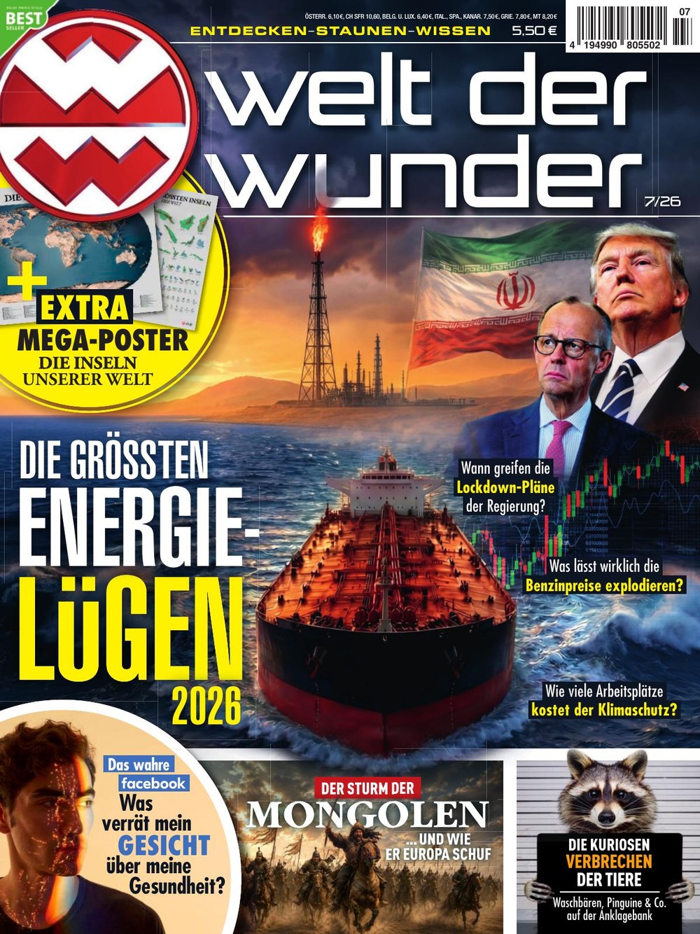 Welt Der Wunder Rivista Germania 2026-07 – Donald Trump Friedrich Merz – Edizione originale