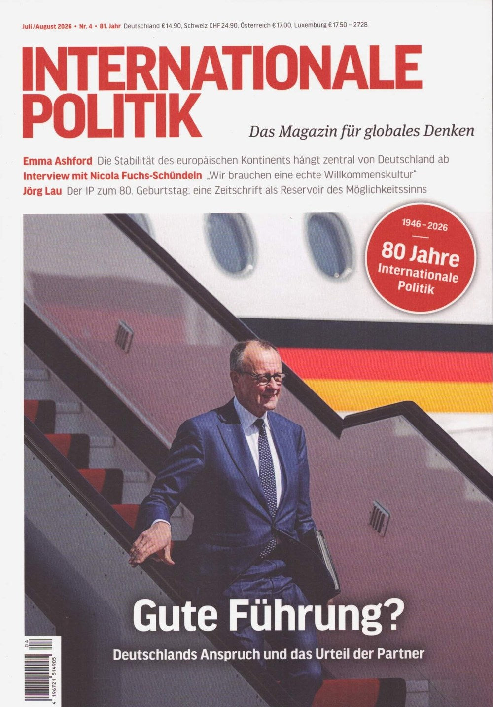Internationale Politik Magazine Germany 2026-04 – Friedrich Merz Emma Ashford Nicola Fuchs-Schündeln Jörg Lau – Original Print Issue