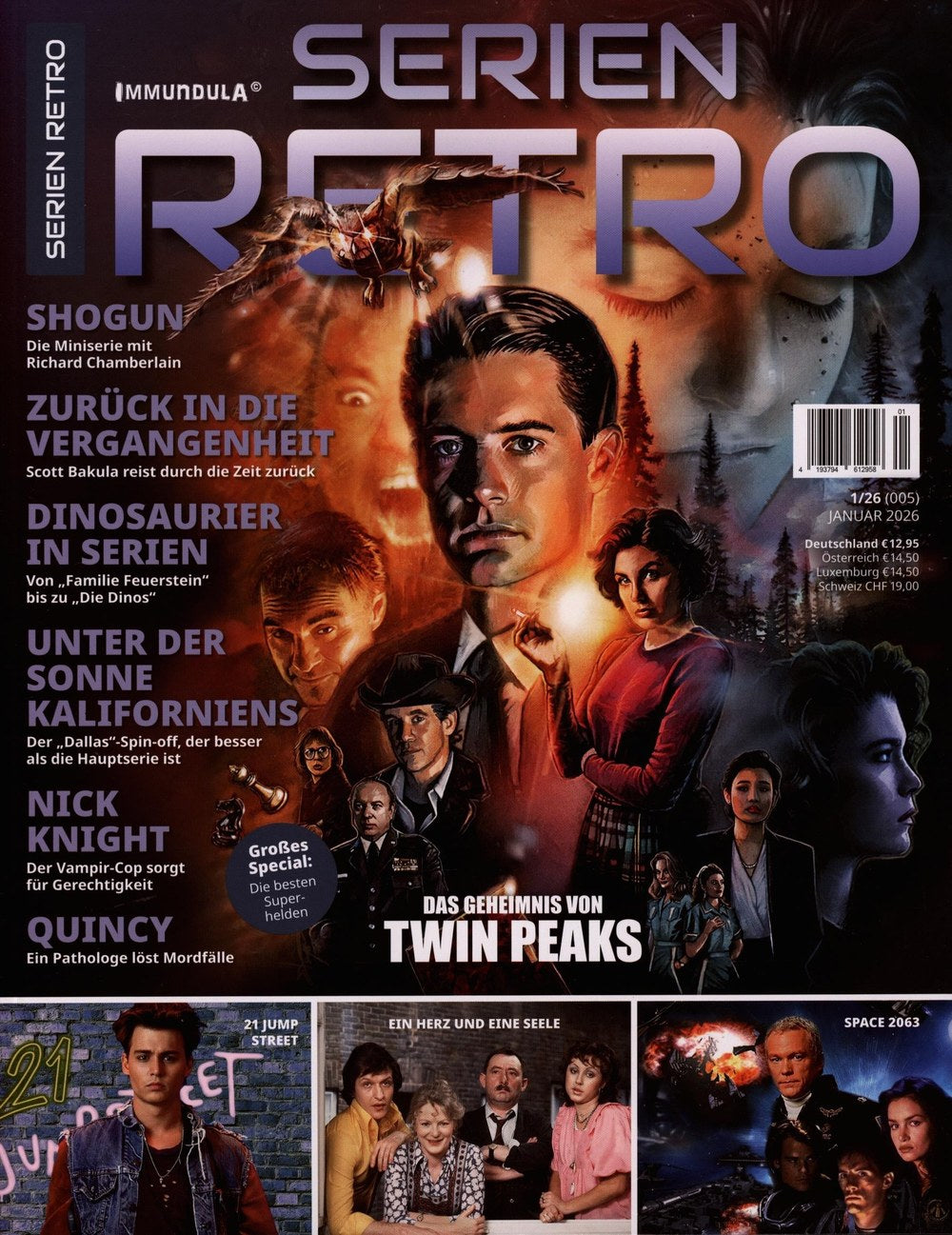 Serien Retro Magasin Tyskland 2026-01 – Kyle MacLachlan Richard Chamberlain Scott Bakula Johnny Depp Jack Klugman – Originaludgave