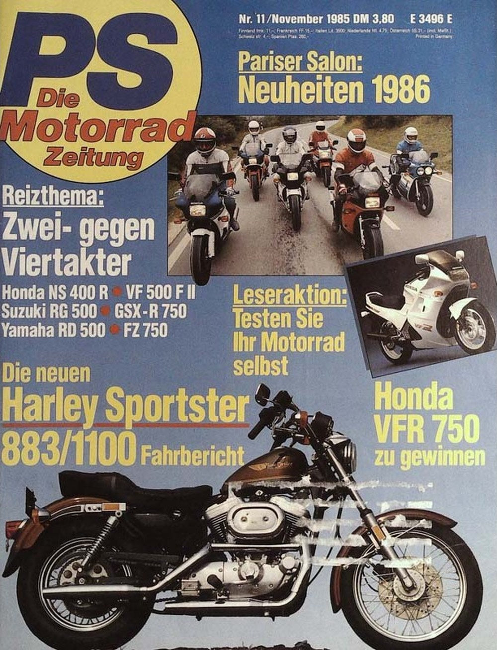 Ps Motorrad Magazine Allemagne 1985-11 Édition originale