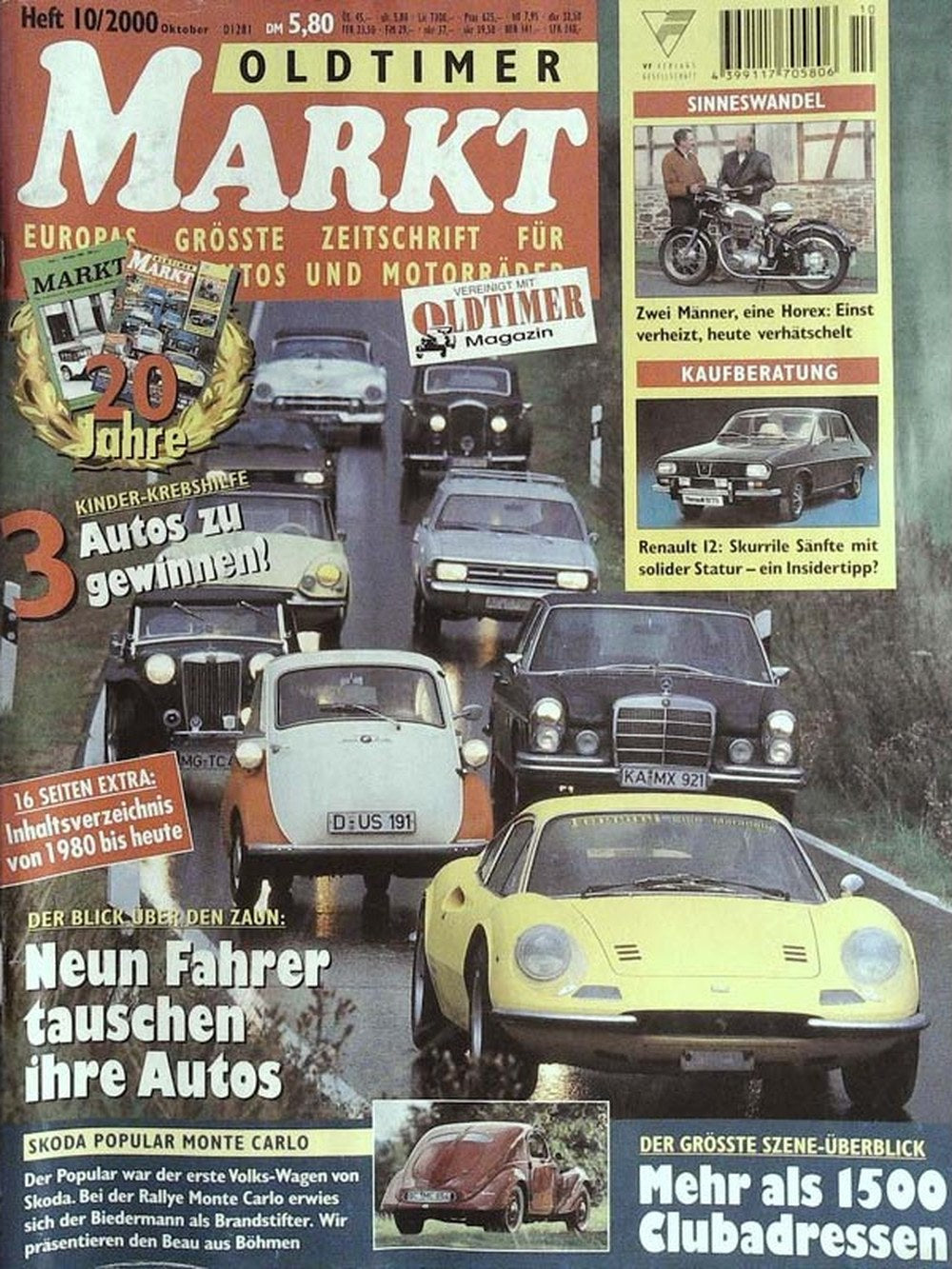 Oldtimer Markt Magazin Deutschland 2000-10 Oldtimer Klassische Automobile Motorräder