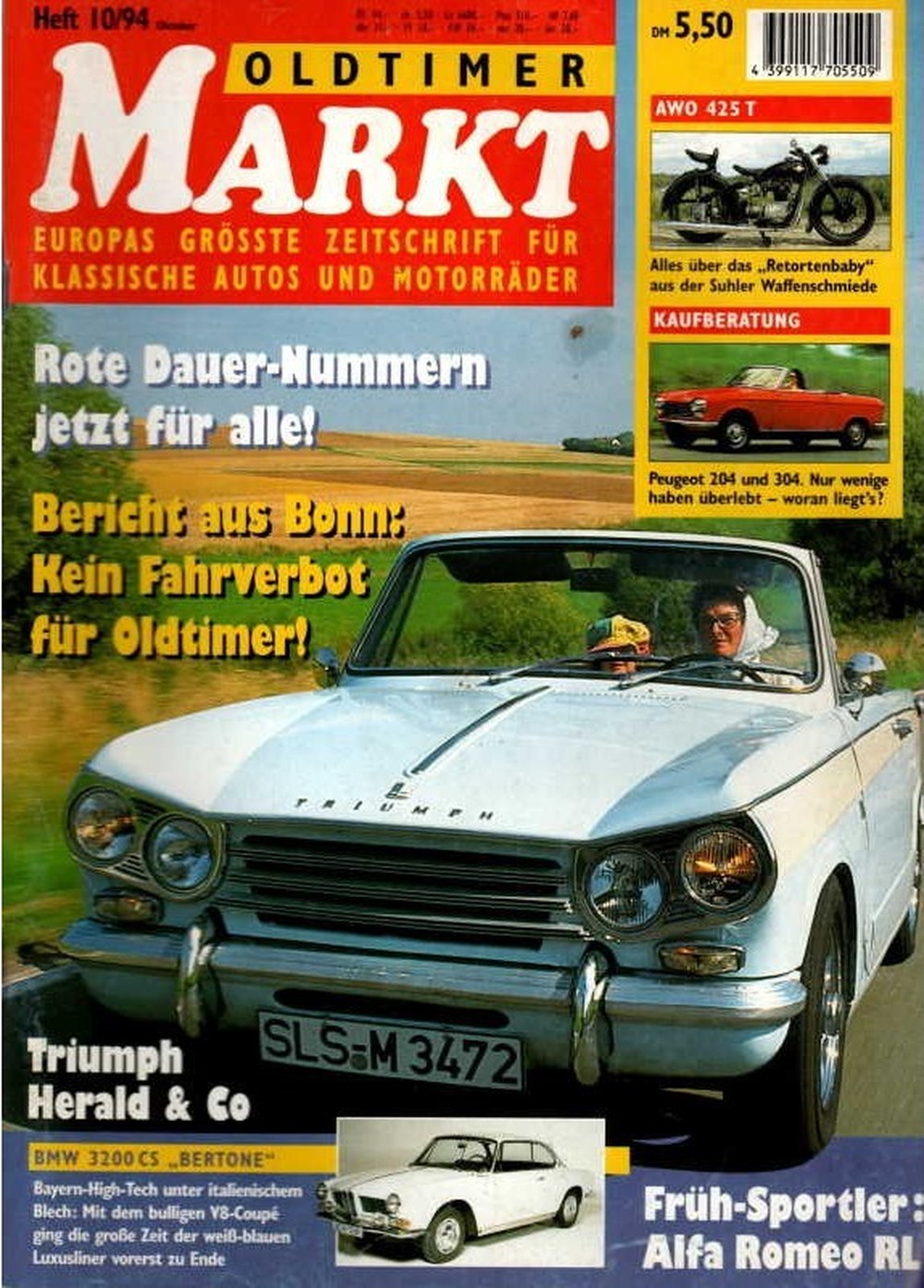 Oldtimer Markt Revista Alemania 1994-10 Edición original