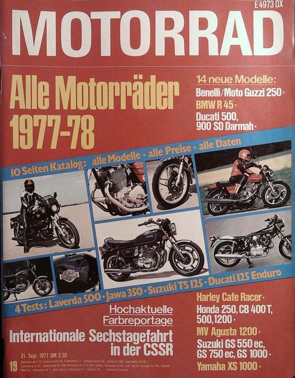 Motorrad Rivista Germania 1977-19 Edizione originale