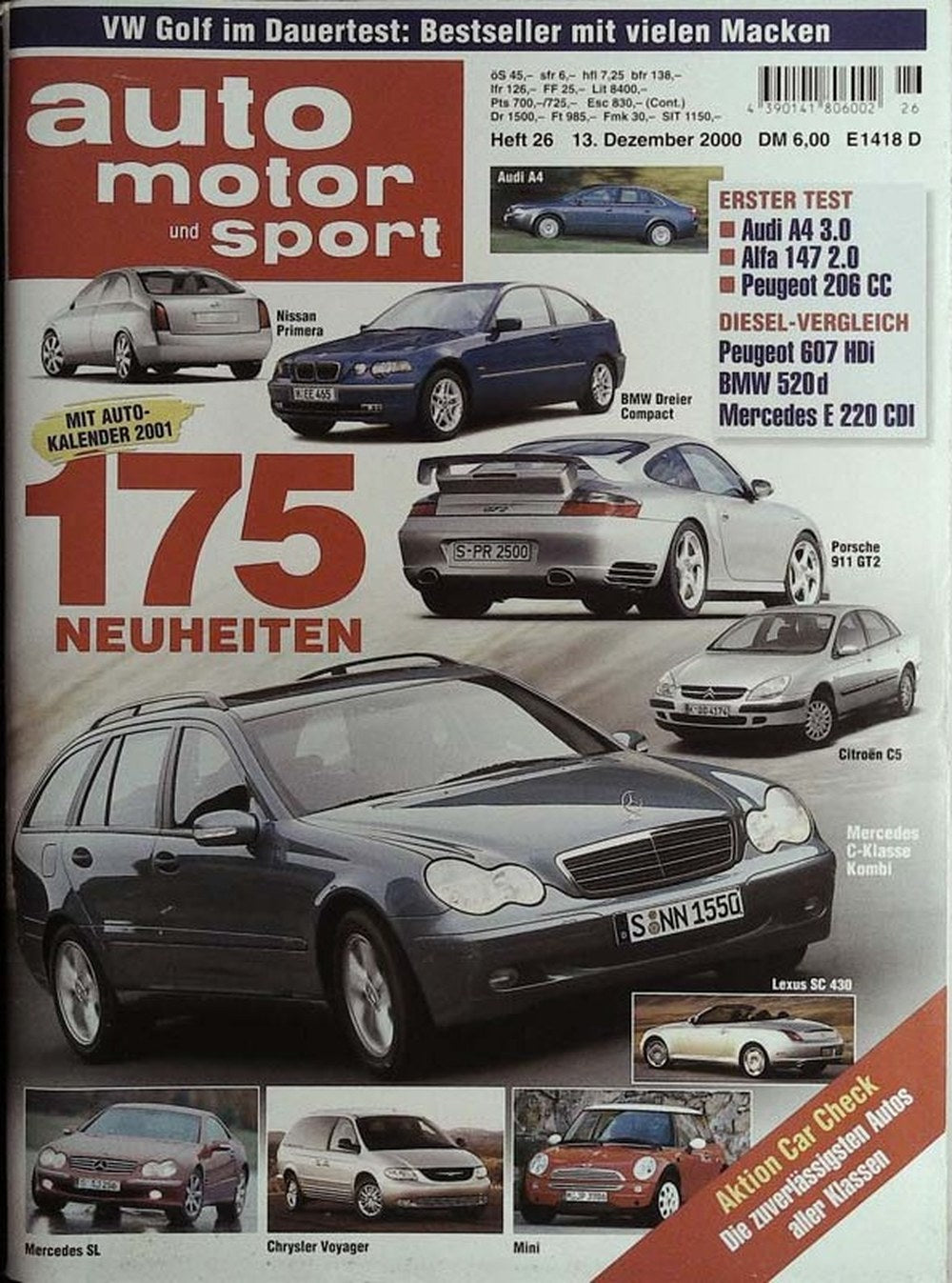 Auto Motor Und Sport Magazine Germany 2000-26 Original Print Issue