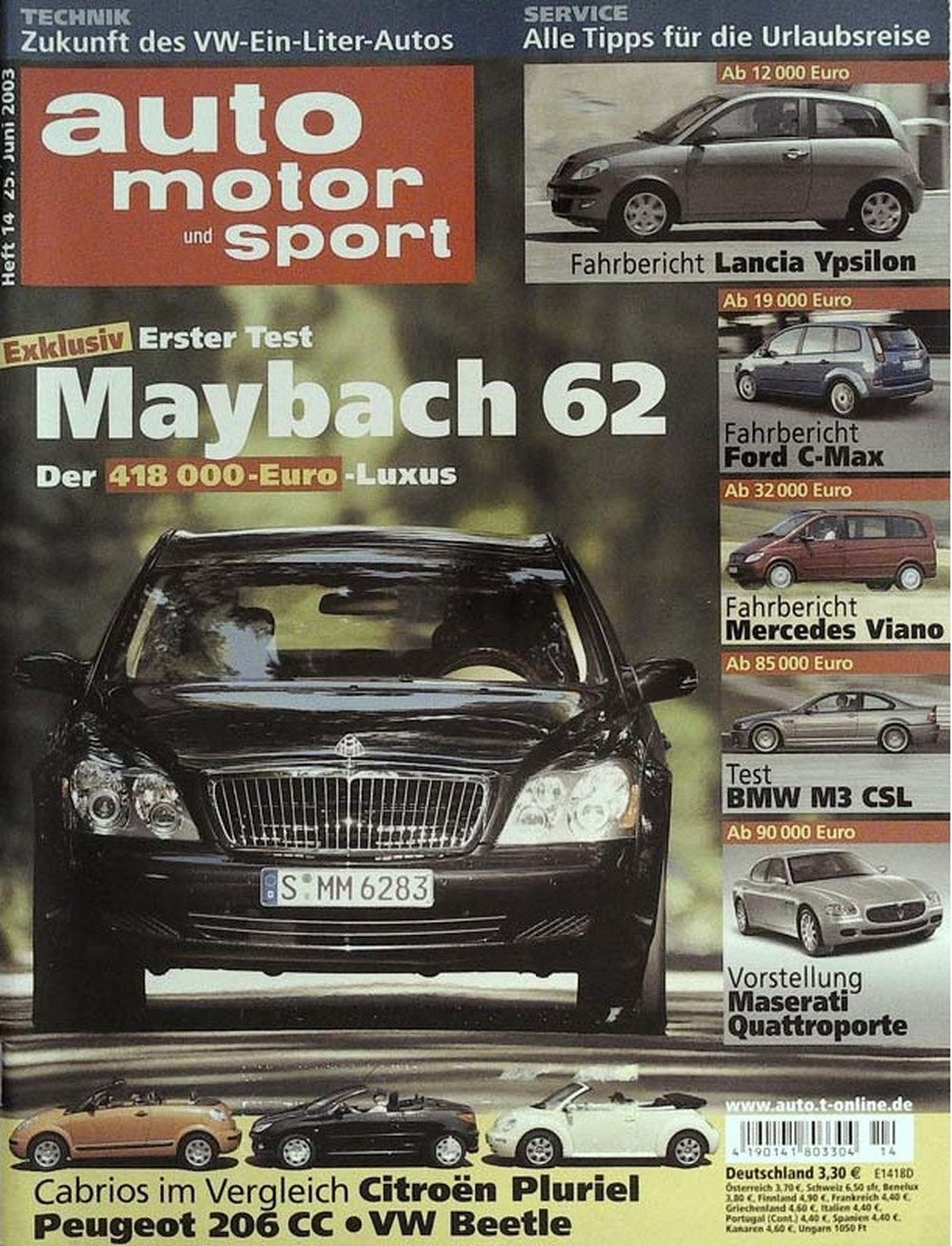 Auto Motor Und Sport Rivista Germania 2003-14 Edizione originale