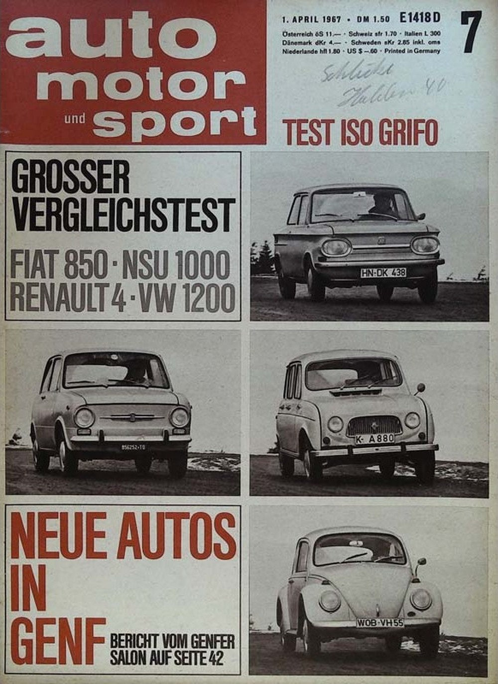 Auto Motor Und Sport Tijdschrift Duitsland 1967-07 Originele uitgave