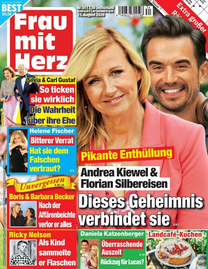 Frau Mit Herz 2026-35 – Andrea Kiewel Florian Silbereisen Silvia Von Schweden Carl XVI. Gustaf Helene Fischer – Original Print Issue