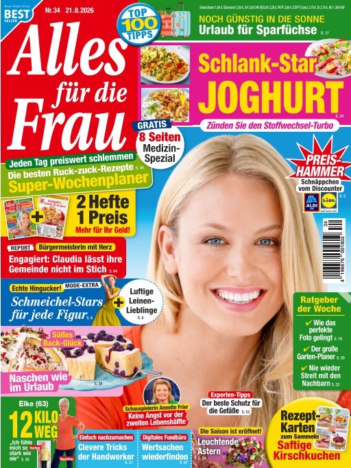 Alles Für Die Frau 2026-34 Unbekannte Coverfrau Annette Frier Elke Claudia Edição original
