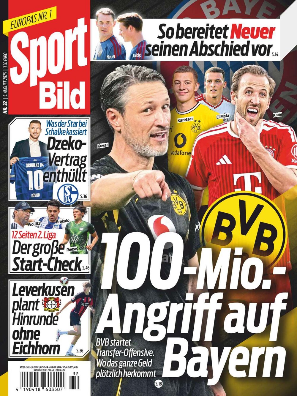 Sport Bild Magazin Deutschland 2026-32 Niko Kovač Harry Kane Juan Mata Manuel Neuer Edin Džeko