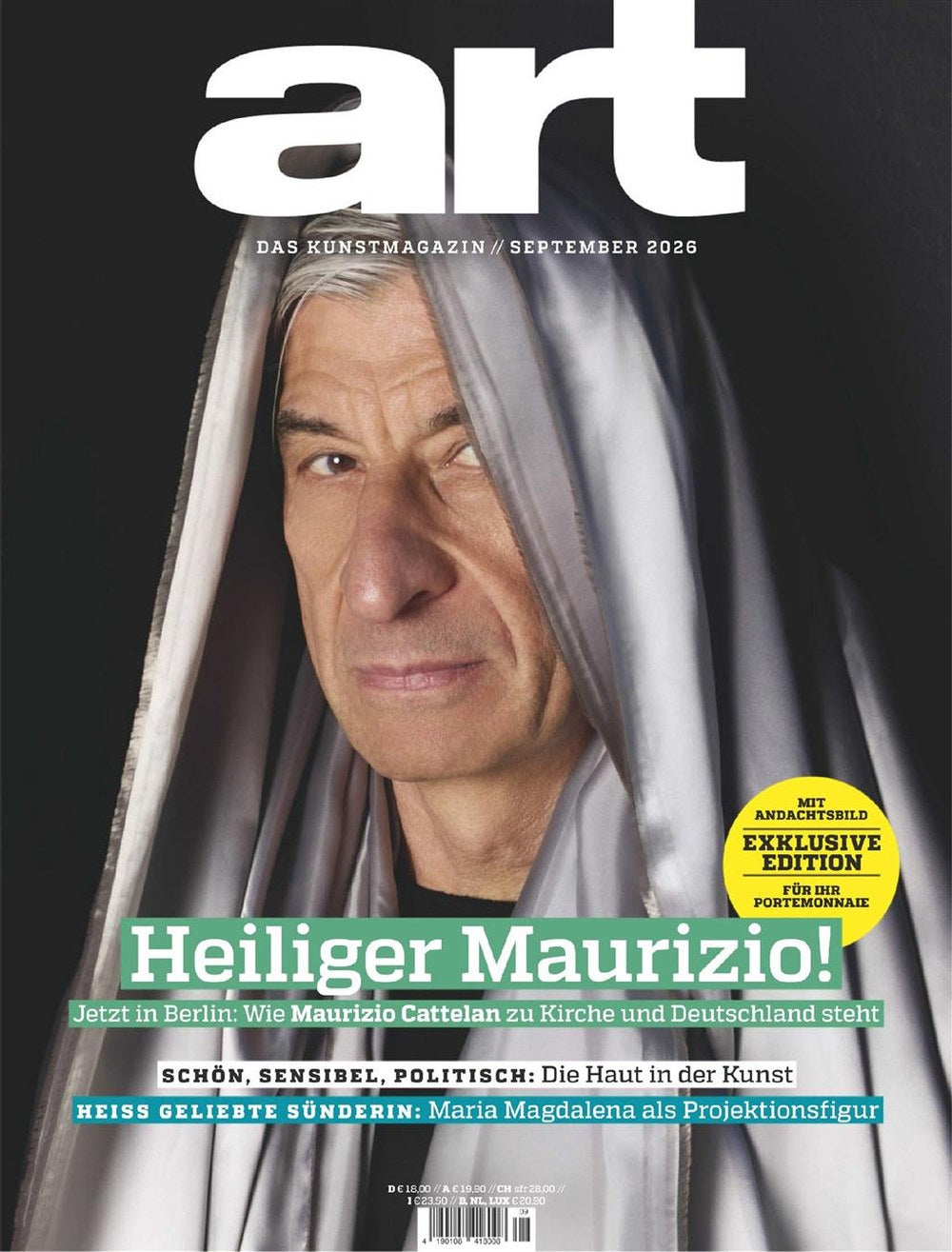 Art Kunstmagazin Zeitschriften Lehti Saksa 2026-09 – Maurizio Cattelan – Alkuperäinen painos