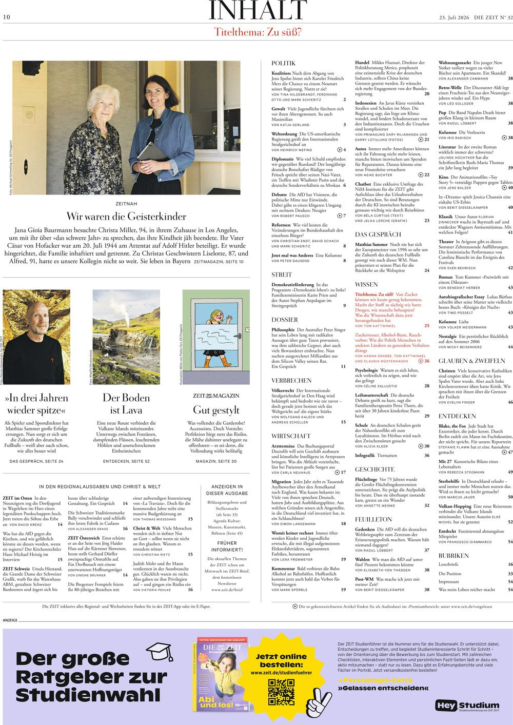 Zeit Lehti Saksa 2026-32 Christa Miller Mariam Sommer Karin Prien Alkuperäinen painos