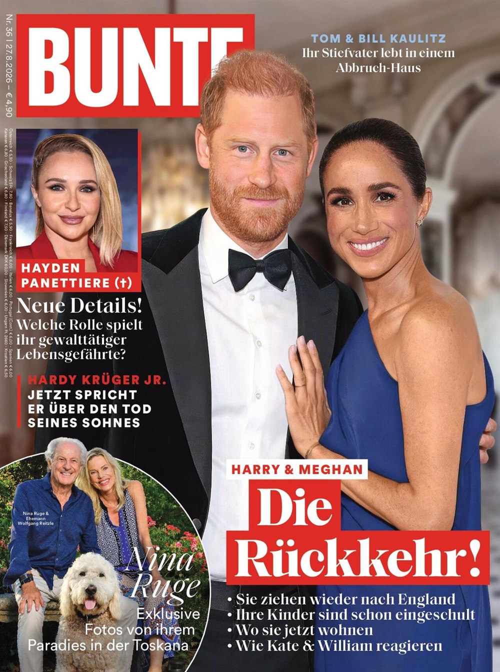 Bunte Magazin Deutschland 2026-36 Prince Harry Meghan Markle Hayden Panettiere Nina Ruge Hardy Krüger Jr.