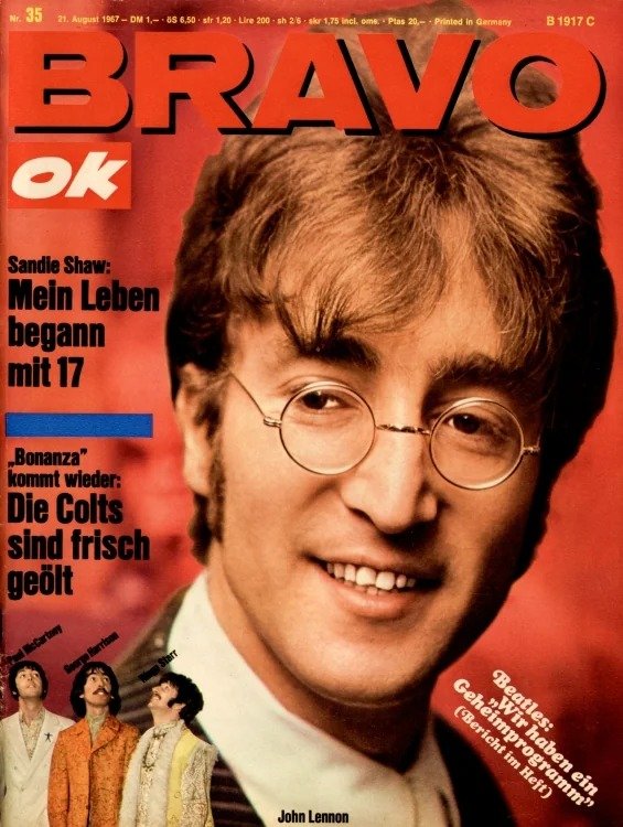 Bravo Magasin Tyskland 1967-35 – John Lennon Paul McCartney George Harrison Ringo Starr Sandie Shaw – Originalutgåva