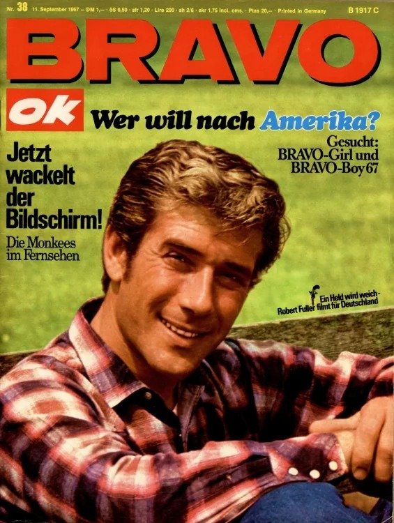 Bravo Magasin Tyskland 1967-38 – Robert Fuller The Monkees – Originaludgave