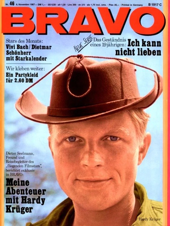 Bravo Revista Alemania 1967-46 – Hardy Krüger Dieter Seelmann Vivi Bach Dietmar Schönherr – Edición original