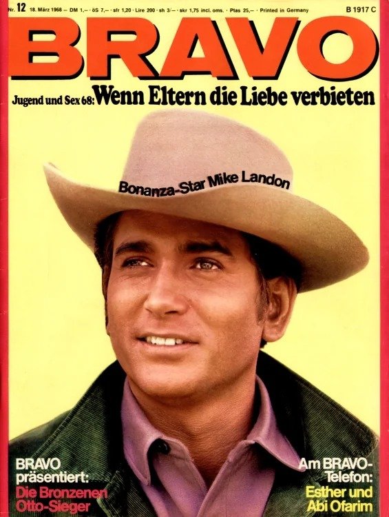 Bravo Magasin Tyskland 1968-12 – Michael Landon Esther Ofarim Abi Ofarim – Originalutgåva