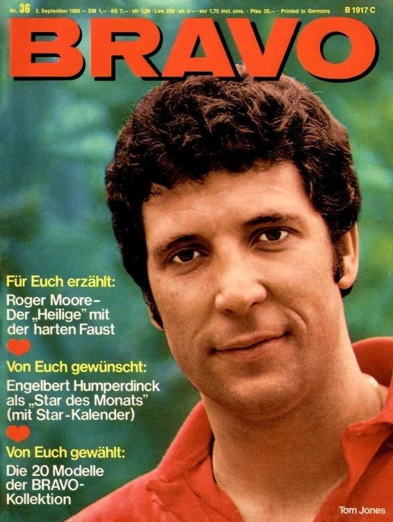 Bravo Magasin Tyskland 1968-36 – Tom Jones Roger Moore Engelbert Humperdinck – Originaludgave