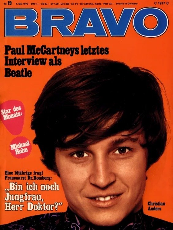 Bravo Lehti Saksa 1970-19 – Christian Anders Paul McCartney Michael Holm The Beatles – Alkuperäinen painos