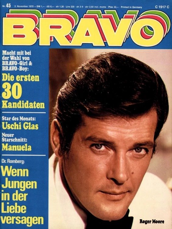 Bravo Magasin Tyskland 1970-45 – Roger Moore Uschi Glas Manuela – Originaludgave