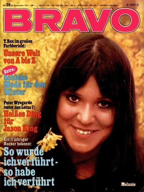 Bravo Lehti Saksa 1971-39 – Melanie Safka Peter Wyngarde T. Rex – Alkuperäinen painos