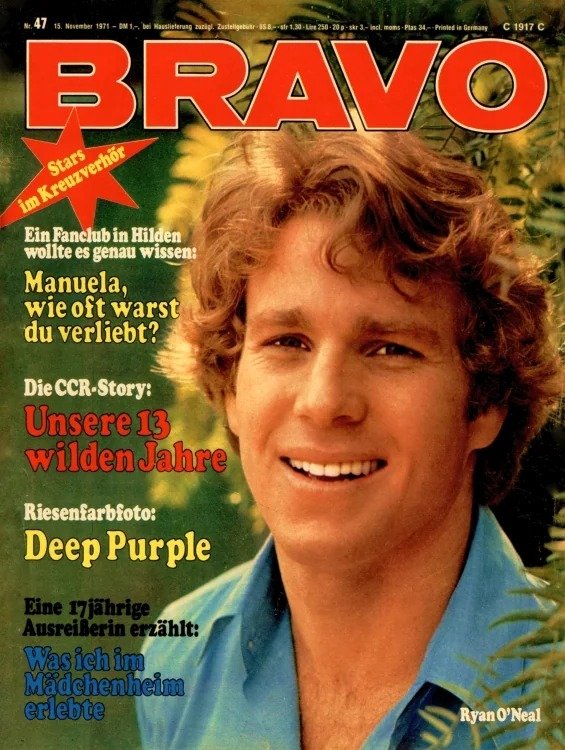 Bravo Magasin Tyskland 1971-47 – Ryan O'Neal Manuela Deep Purple Creedence Clearwater Revival – Originaludgave