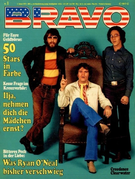 Bravo Lehti Saksa 1972-01 – Doug Clifford John Fogerty Stu Cook Ryan O'Neal Ilja Richter – Alkuperäinen painos