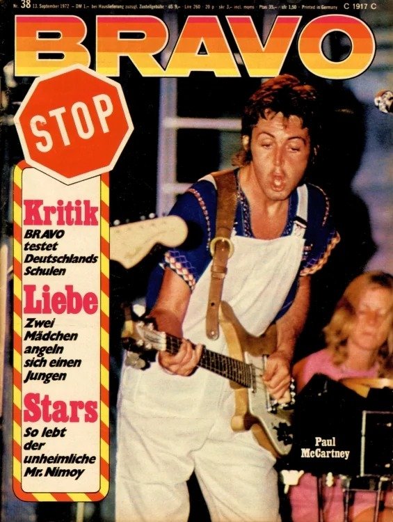 Bravo Magasin Tyskland 1972-38 – Paul McCartney Leonard Nimoy – Originalutgåva