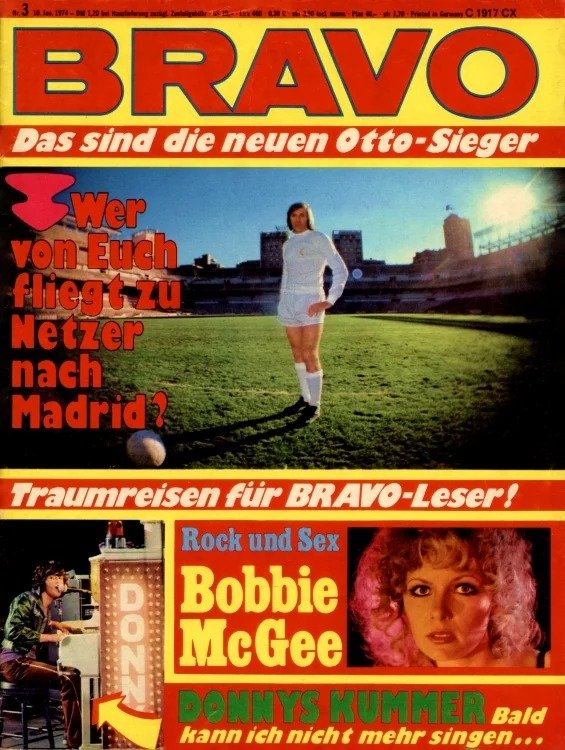 Bravo Lehti Saksa 1974-03 – Günter Netzer Bobbie McGee Donny Osmond – Alkuperäinen painos