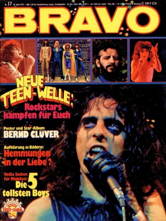 Bravo Magasin Tyskland 1974-17 – Alice Cooper Bernd Clüver Ringo Starr Roger Daltrey – Originalutgåva
