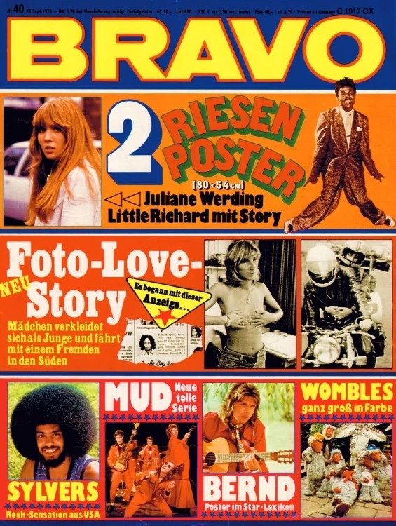 Bravo Lehti Saksa 1974-40 – Juliane Werding Little Richard Bernd Clüver Les Humphries Sylvers – Alkuperäinen painos