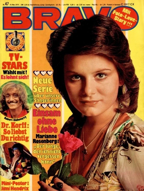 Bravo Magasin Tyskland 1974-47 – Marianne Rosenberg Robert Etcheverry Jimi Hendrix – Originalutgåva