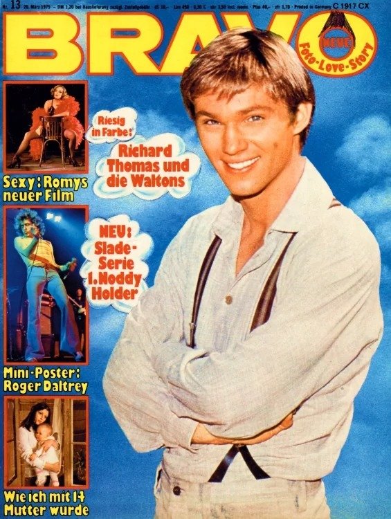 Bravo Lehti Saksa 1975-13 – Richard Thomas Romy Schneider Noddy Holder Roger Daltrey Slade – Alkuperäinen painos