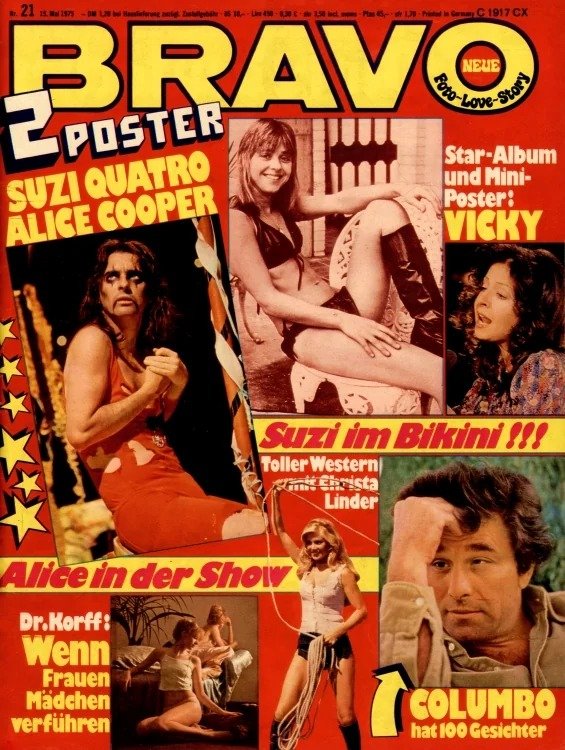 Bravo Revista Alemania 1975-21 – Suzi Quatro Alice Cooper Peter Falk Vicky Leandros – Edición original