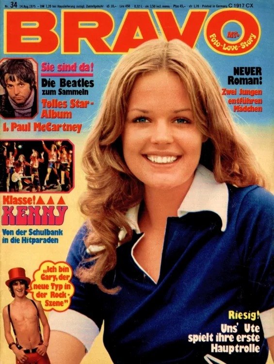 Bravo Rivista Germania 1975-34 – Ute Kittelberger Paul McCartney Gary Glitter The Beatles Kenny – Edizione originale