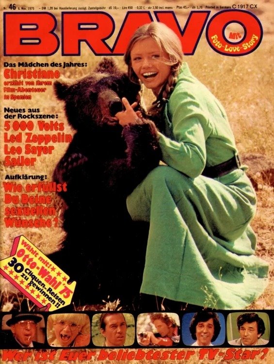 Bravo Magazine Allemagne 1975-46 – Christiane Krüger Leo Sayer 5000 Volts Led Zeppelin Sailor – Édition originale