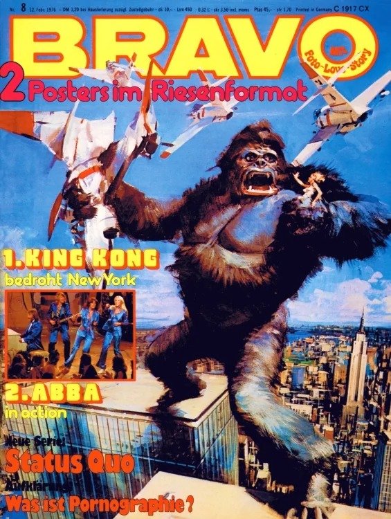 Bravo Magasin Tyskland 1976-08 – King Kong ABBA Status Quo – Originalutgåva