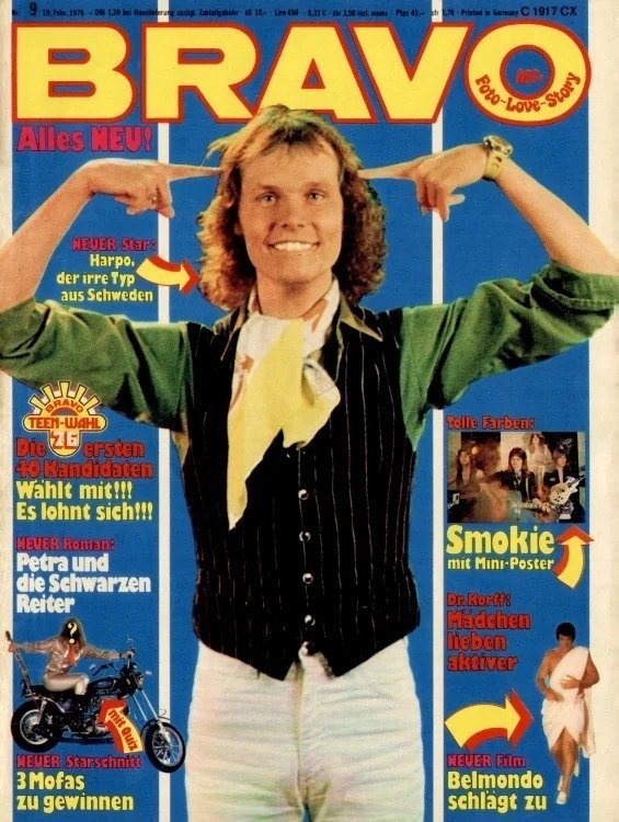 Bravo Lehti Saksa 1976-09 – Harpo Jean-Paul Belmondo Smokie – Alkuperäinen painos
