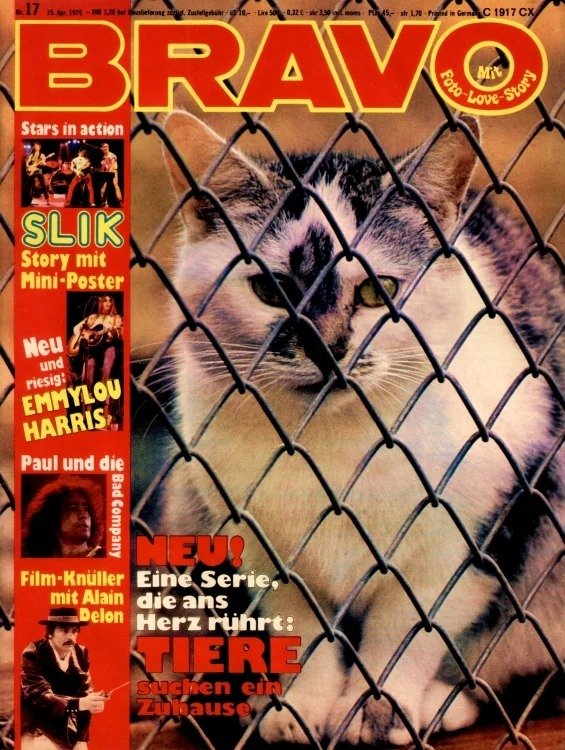 Bravo Lehti Saksa 1976-17 – Emmylou Harris Alain Delon Slik Bad Company – Alkuperäinen painos