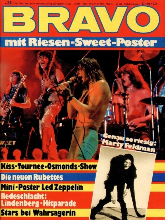 Bravo Magasin Tyskland 1976-24 – Sweet Marty Feldman Udo Lindenberg Kiss The Osmonds – Originalutgåva
