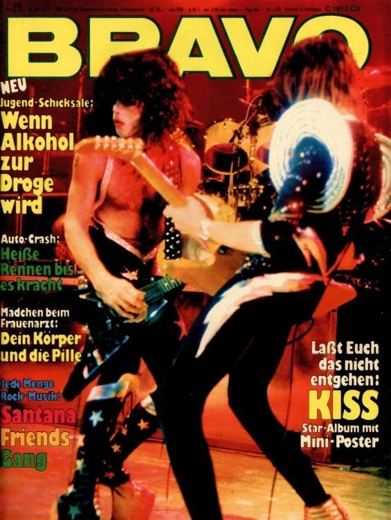 Bravo Magasin Tyskland 1976-29 – Paul Stanley Gene Simmons Santana Friends Gang – Originalutgåva