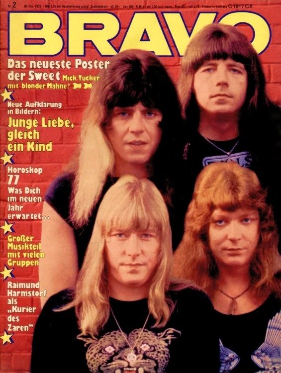 Bravo Magasin Tyskland 1977-02 – Mick Tucker Steve Priest Andy Scott Brian Connolly Raimund Harmstorf – Originalutgåva