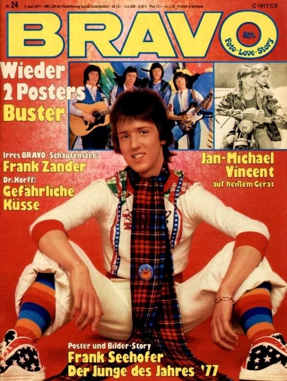 Bravo Lehti Saksa 1977-24 – Frank Seehofer Frank Zander Jan-Michael Vincent Buster – Alkuperäinen painos