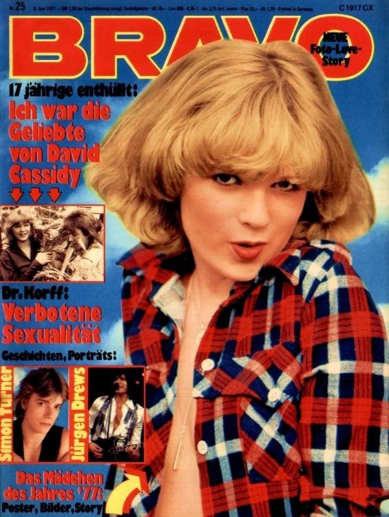Bravo Lehti Saksa 1977-25 – David Cassidy Simon Turner Jürgen Drews – Alkuperäinen painos