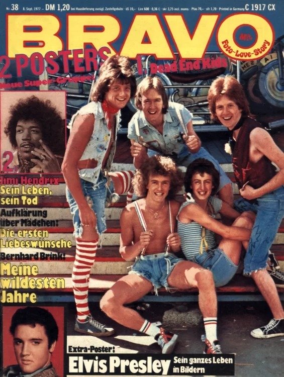 Bravo Magasin Tyskland 1977-38 – Dead End Kids Jimi Hendrix Elvis Presley Bernhard Brink – Originalutgåva