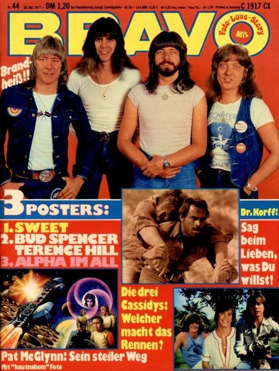 Bravo Magasin Tyskland 1977-44 – Brian Connolly Steve Priest Mick Tucker Andy Scott Bud Spencer – Originalutgåva