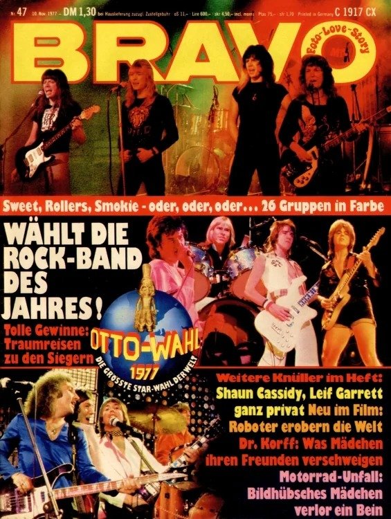 Bravo Magasin Tyskland 1977-47 – Sweet Smokie Bay City Rollers Shaun Cassidy Leif Garrett – Originalutgåva