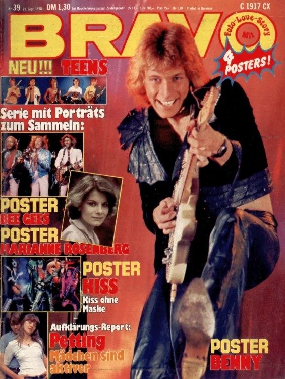 Bravo Lehti Saksa 1978-39 – Benjamin Orr Marianne Rosenberg Bee Gees Kiss – Alkuperäinen painos